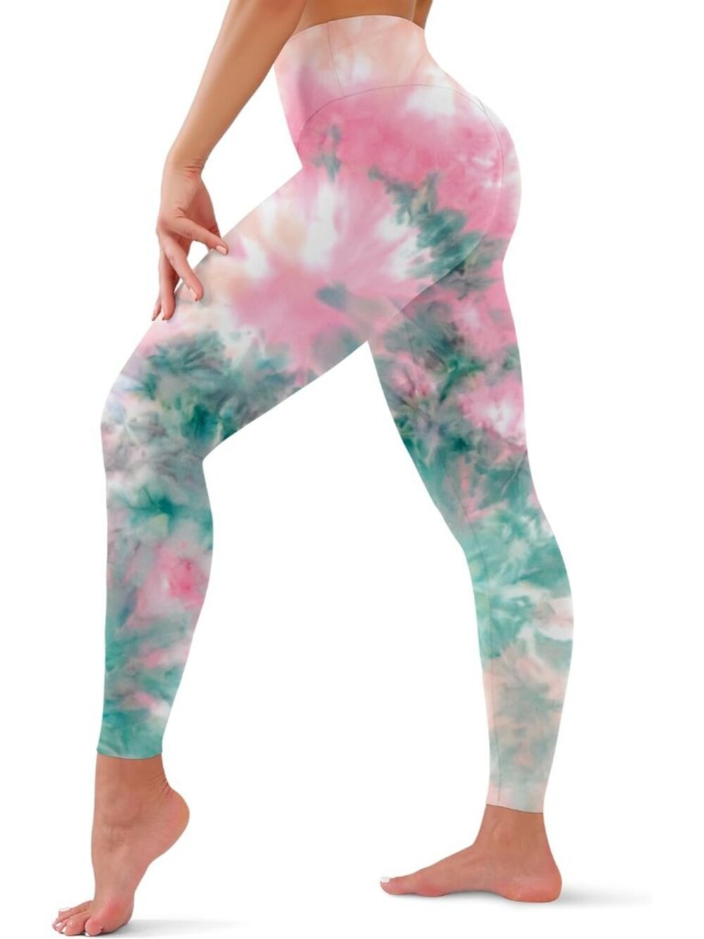 Women's Pgreen Tie Dye Tummy Control Workout High Waisted Imported Yoga Leggings